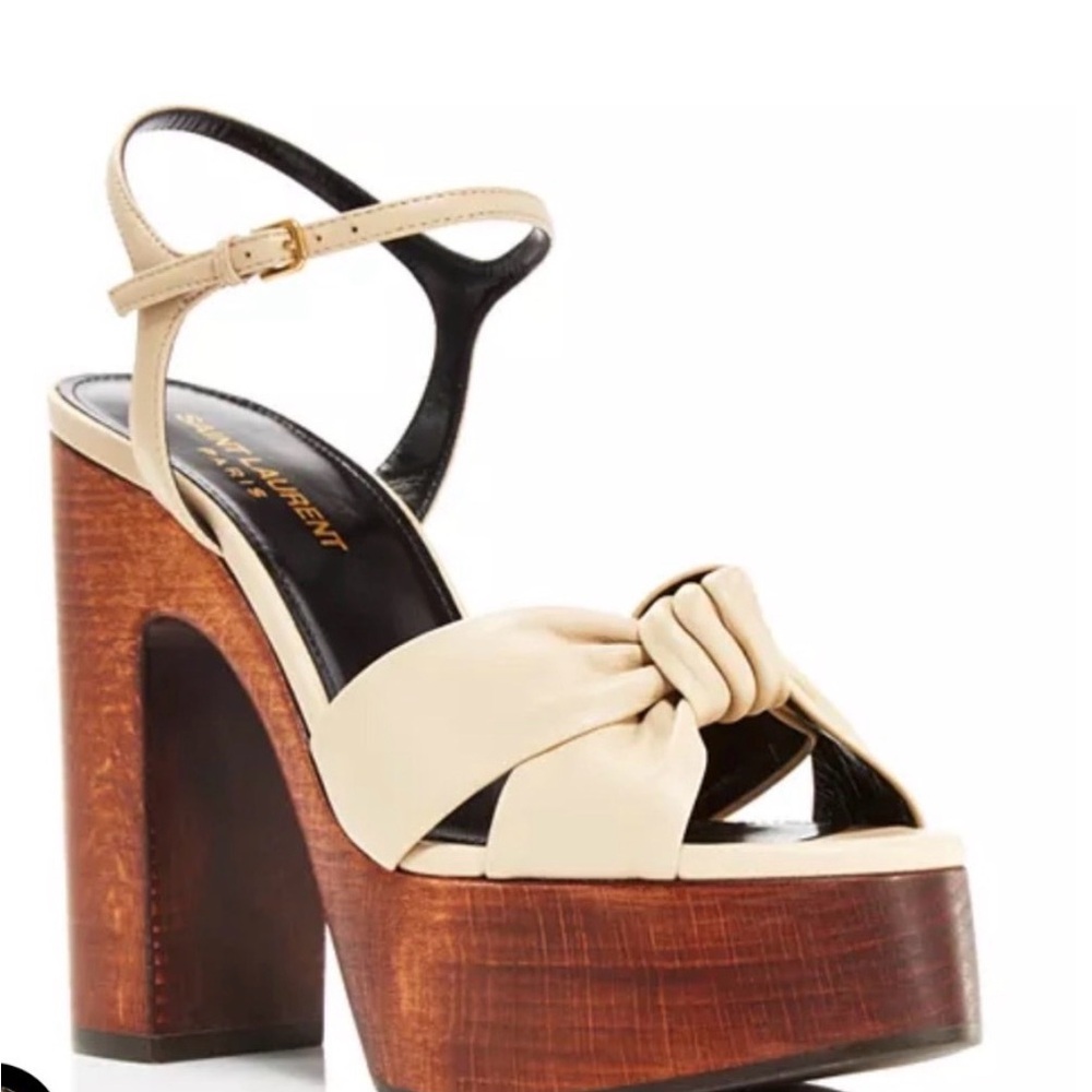 Saint Laurent Beige and Brown Platform Heels